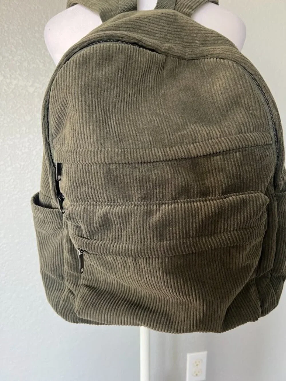 Wild Fable Corduroy Olive Green Casual Backpack School Bag